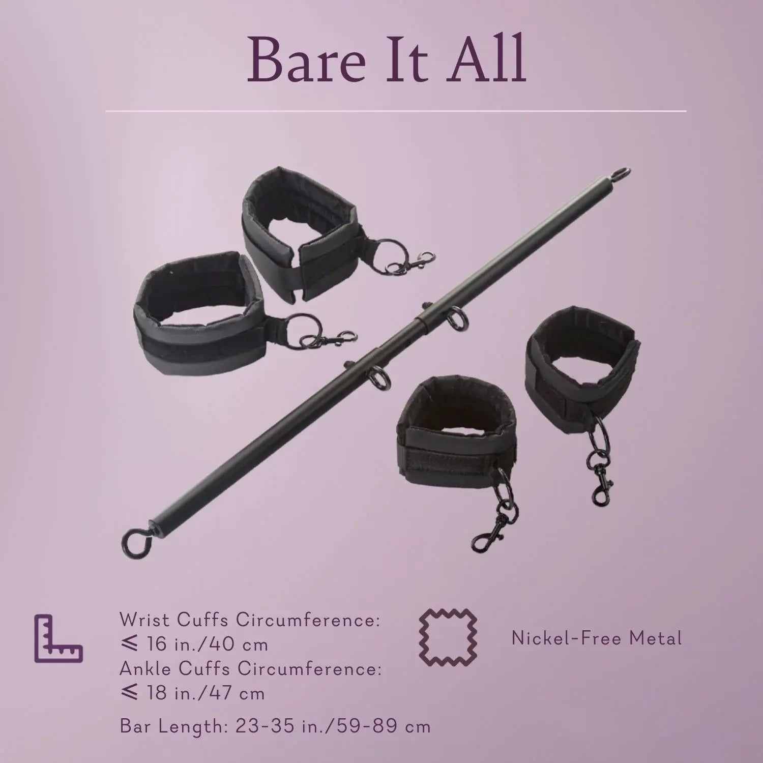 Spreader bar with detachable cuffs for wrist and ankle control
